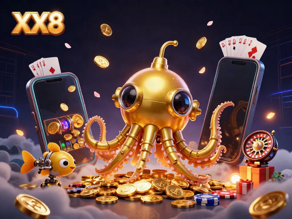 Experience the thrill of XX8's online gaming with vibrant characters and slot action.