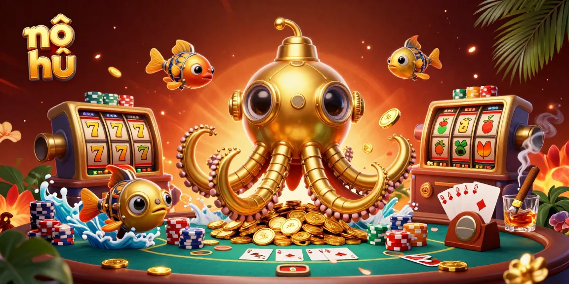 Experience nổ hũ excitement with golden kraken and dynamic slot elements in action.