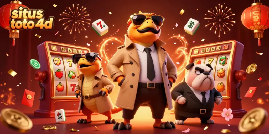 Experience the excitement of situs toto 4d with animated raptors in a casino atmosphere.