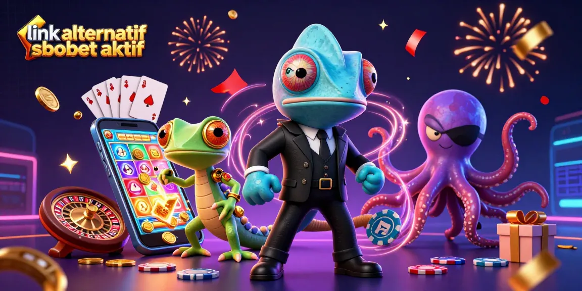 Engage with link alternatif sbobet aktif in a vibrant casino scene with characters and gaming excitement.