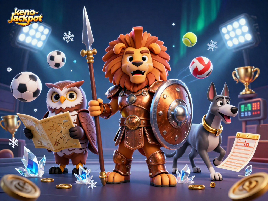 Experience the thrill of keno-jackpot with a vibrant 3D illustration showcasing dynamic game elements.