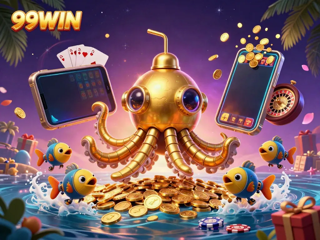 Experience thrilling slots at 99WIN with colorful casino elements and a vibrant atmosphere.