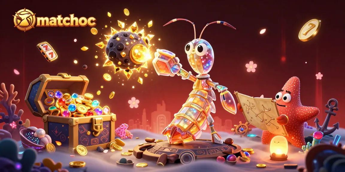 Engage with matchuoc's vibrant 3D casino scene, featuring a galactic samurai amidst gold and gems.