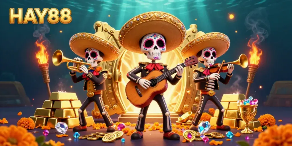 Experience vibrant gameplay and winnings at HAY88 with a colorful casino-themed illustration.