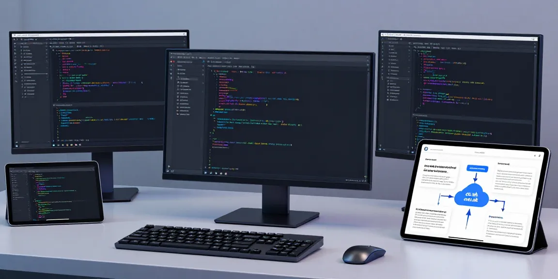 Buy .co.uk domain in a modern tech workspace focused on software development and cloud solutions.