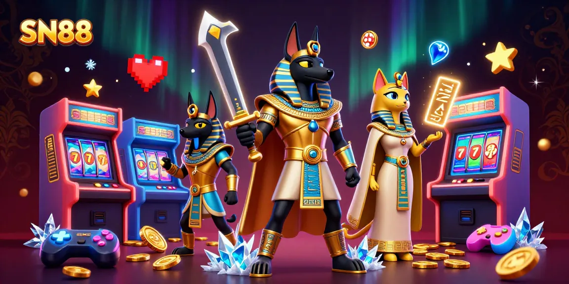 Experience thrilling casino action with SN88's vibrant slots and games in a dynamic 3D illustration.