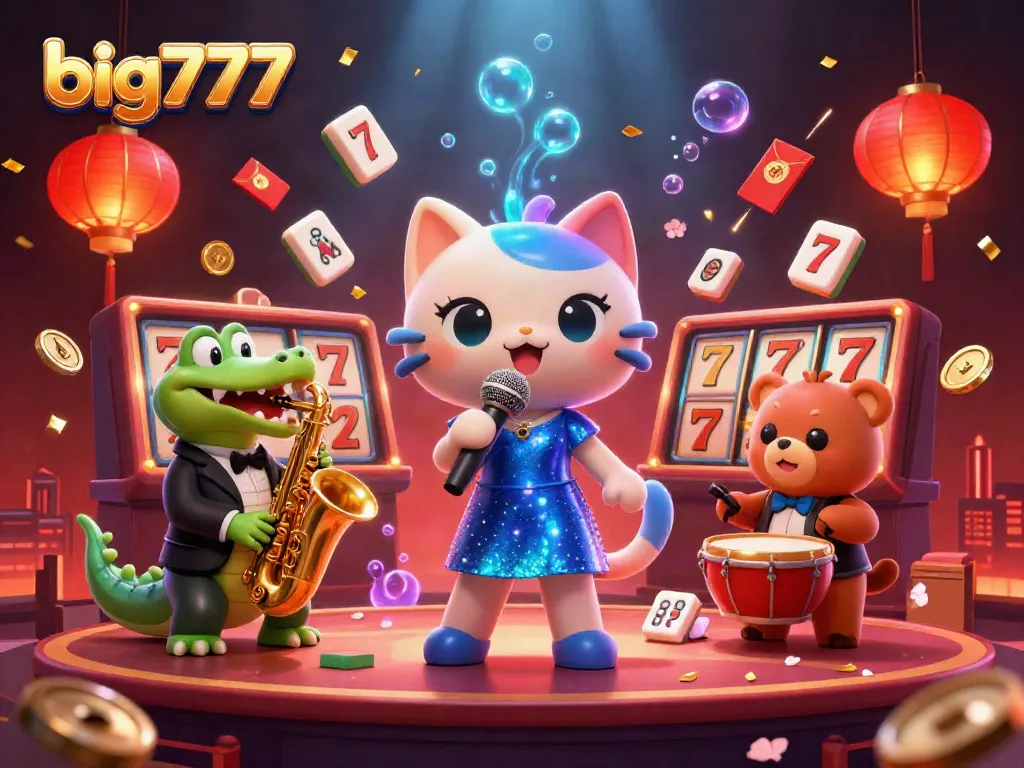 Experience big777 excitement with vibrant casino characters in a dazzling illustrated scene.