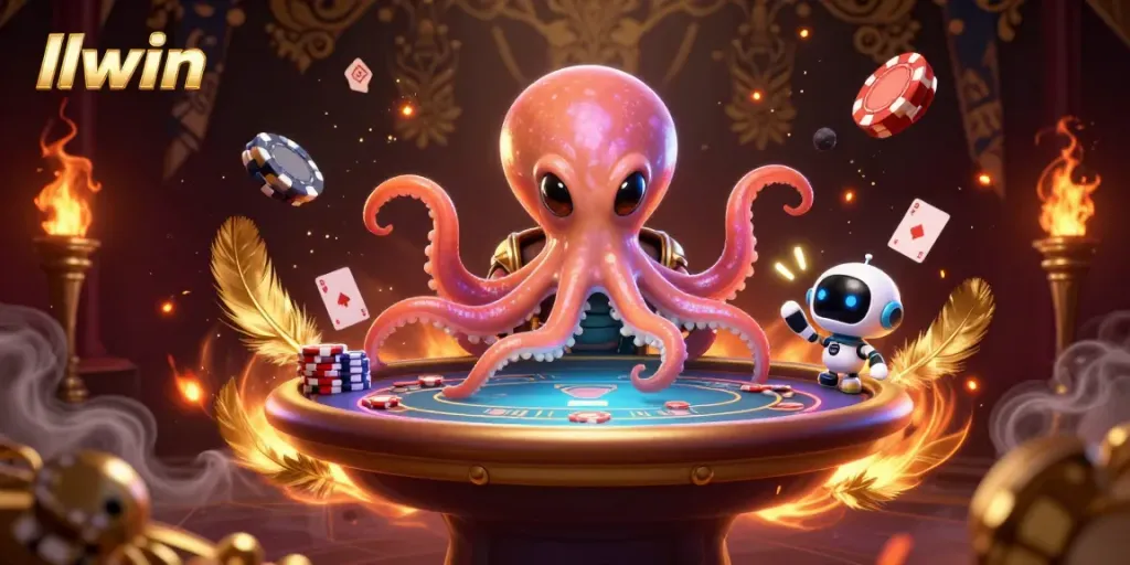 Engage with llwin's thrilling poker experience through an exciting digital illustration.