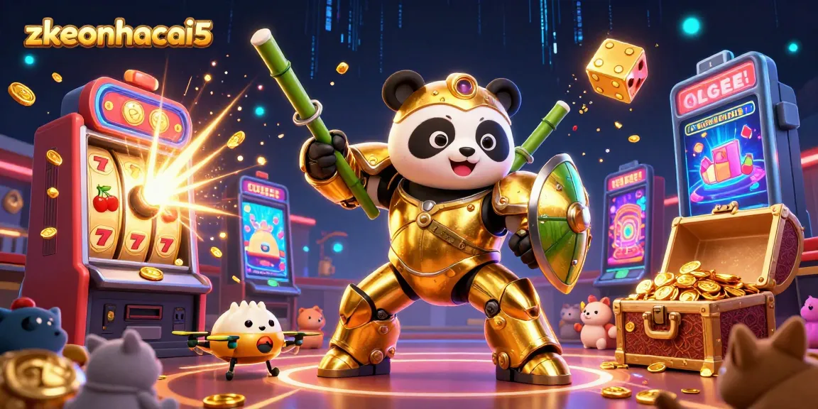 Experience excitement with zkeonhacai5, featuring jackpot slots, a panda pilot, and dynamic casino elements.