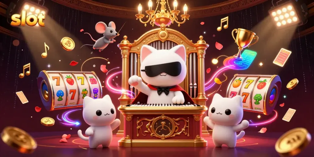 Spin the slot reels with vibrant characters, lucky 7s, and golden coins in this dynamic casino scene.