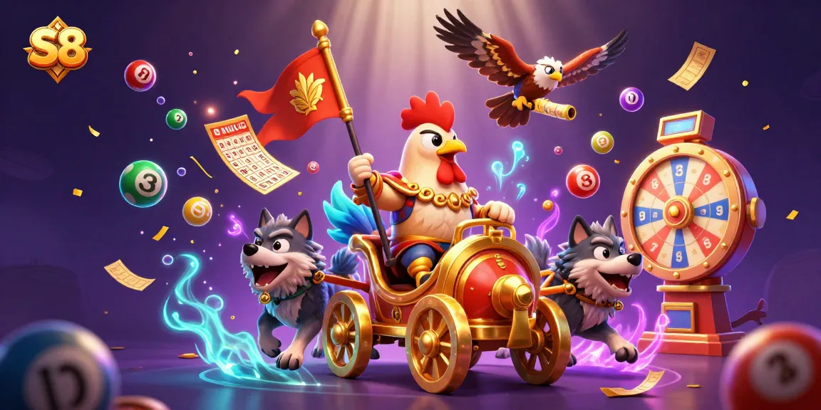 Experience thrilling gaming at S8 with colorful lottery elements and a vibrant casino atmosphere.