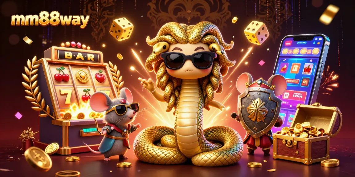 Experience thrilling jackpots with mm88way, featuring Medusa and rich casino symbols in an engaging 3D scene.