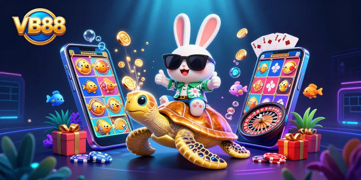 Engage with VB88's thrilling gaming experience featuring a lucky rabbit and golden sea turtle.