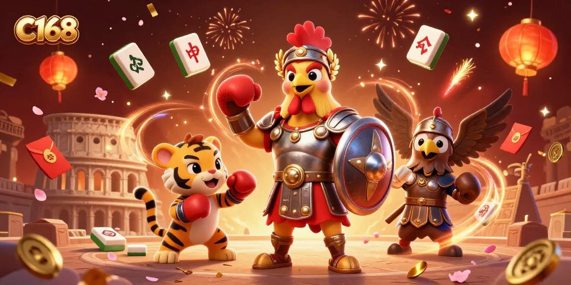C168 players spin the reels in a thrilling gaming atmosphere with vibrant characters and casino elements.