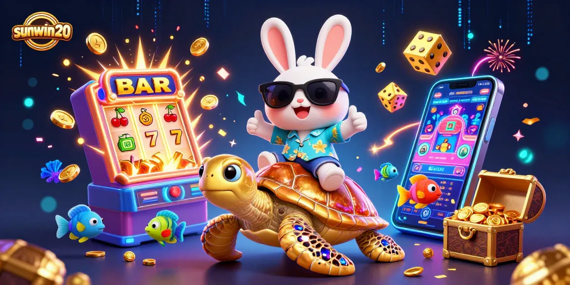 Experience excitement with sunwin20 as a lucky rabbit and golden turtle celebrate jackpot wins in casino