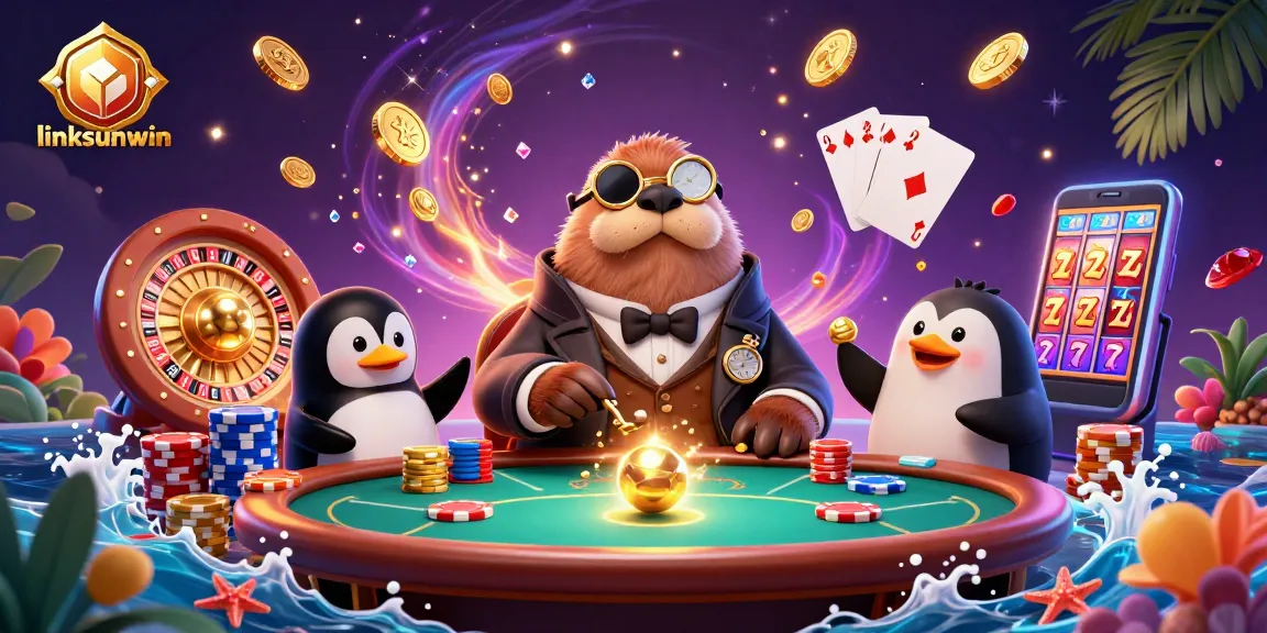 Join the underwater action with linksunwin as the walrus plays poker with thrilling elements!
