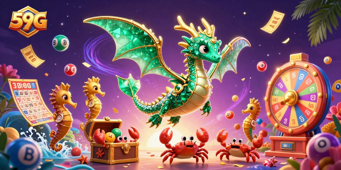 Engage with 59G's vibrant casino world featuring dynamic lottery elements and a majestic sea dragon.