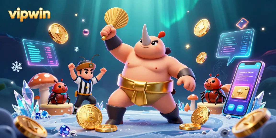 Engage in winning strategies at vipwin with exciting casino gameplay visuals, featuring animated beetle characters.