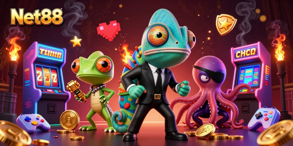 Experience thrilling moments with Net88 in a vibrant casino-themed illustration.