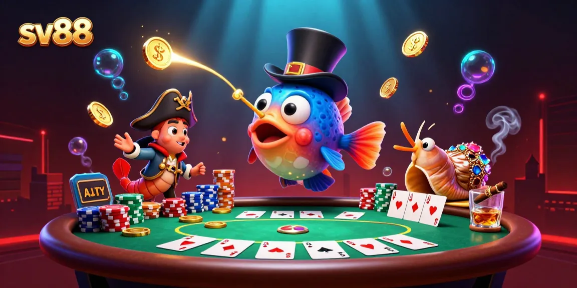 sv88 attracts players with glowing treasures and poker excitement in a vibrant casino scene