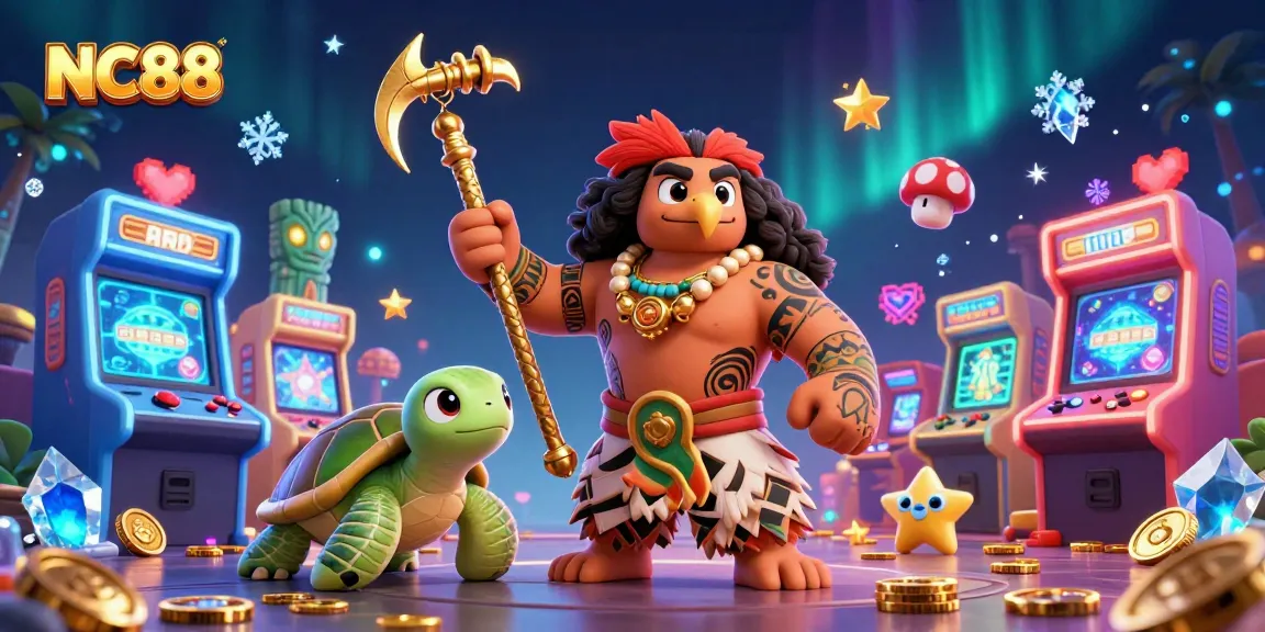 Experience the excitement of NC88 with vibrant 3D characters and dynamic casino game elements.