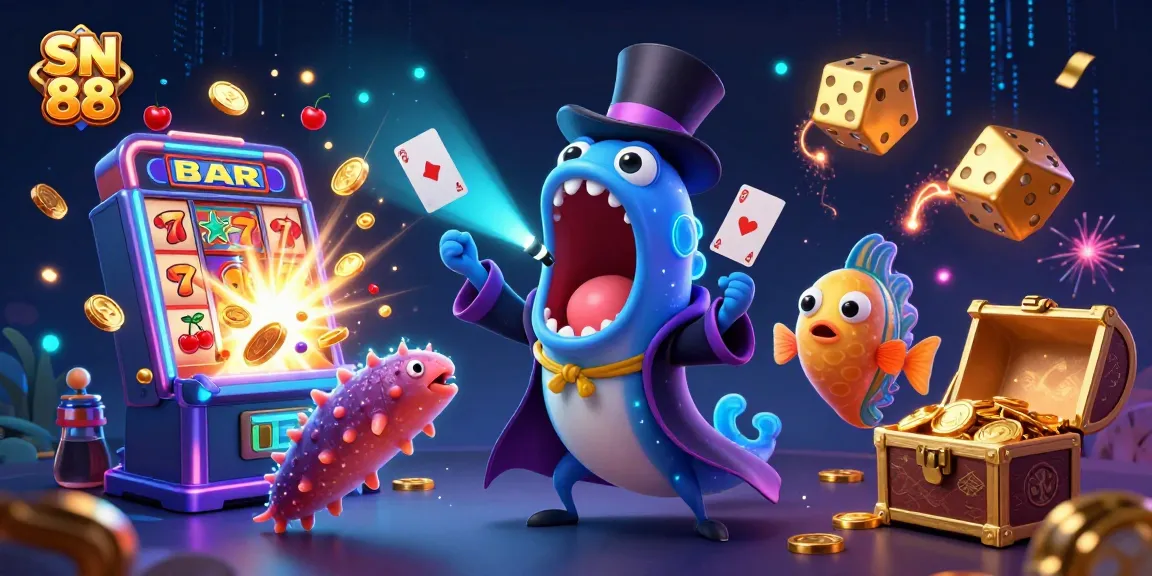 Engage in winning strategies at SN 88 with a dynamic casino scene featuring captivating characters.