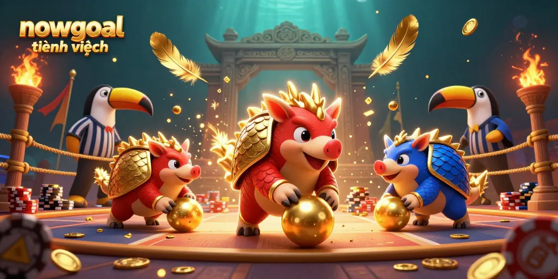 Engage with the vibrant nowgoal tiếng việt sports betting illustration showcasing dynamic pangolin characters and rich casino elements.