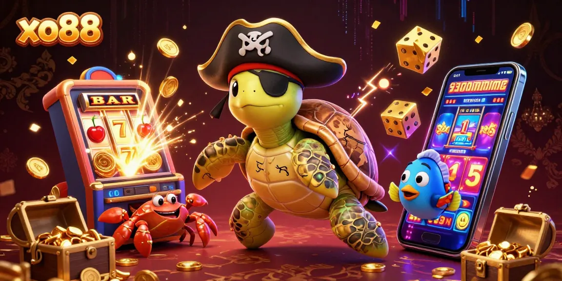 Engage in thrilling gaming action with xo88 at an illustrated casino adventure featuring vibrant characters and jackpot excitement.