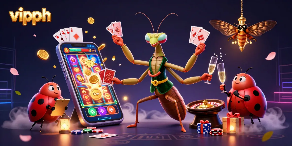 Engage in vipph's thrilling casino games with a vibrant gaming atmosphere and dynamic characters.