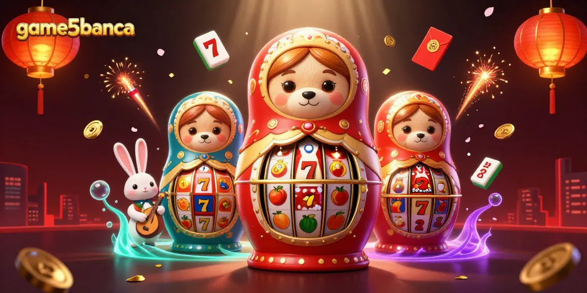 Experience game5banca’s thrilling slot action with festive Matryoshka bears and vibrant casino elements.