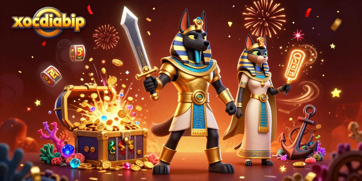Experience thrilling gameplay with xocdiabip featuring vibrant 3D Egyptian-inspired casino elements.