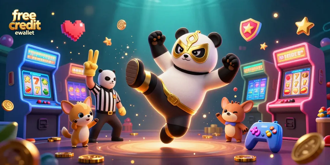 Experience thrilling casino action with free credit ewallet as a panda wrestler takes center stage!