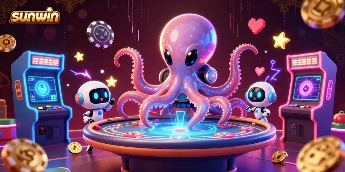 Experience exciting wins at sunwin with a dynamic gaming scene featuring casino elements and characters.