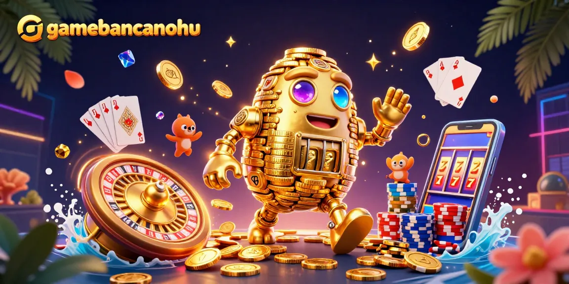 Spin to win with gamebancanohu's captivating casino experience featuring golden treasures and vibrant game elements.