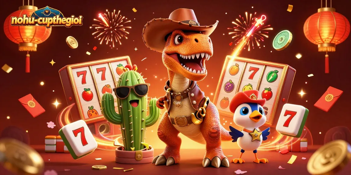 Experience slots thrill with nohu-cupthegioi in a vibrant 3D cartoon casino scene.