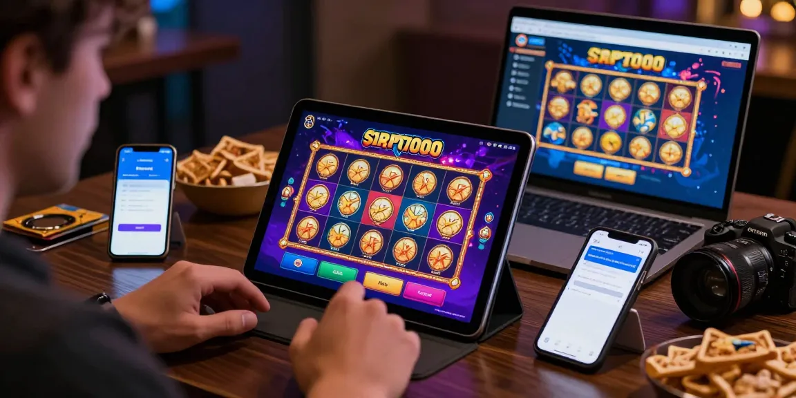 Engaging online gaming experience with slot7000 interface on tablet.