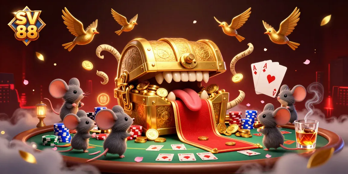 Play and win at SV 88's engaging poker scene filled with vibrant elements.