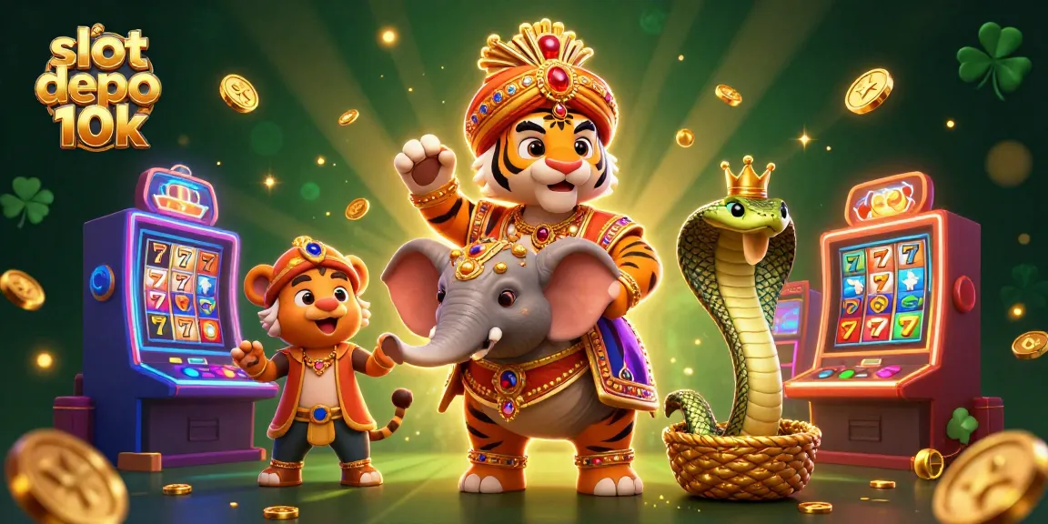 Engage in thrilling gameplay at slot depo 10k featuring vibrant slot machines and energetic 3D characters.